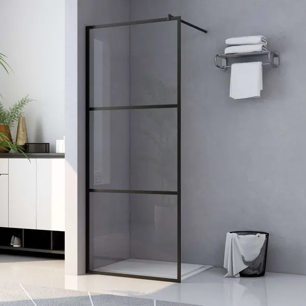 Gossi paravan de dus walk-in negru 115x195 cm sticla esg transparenta