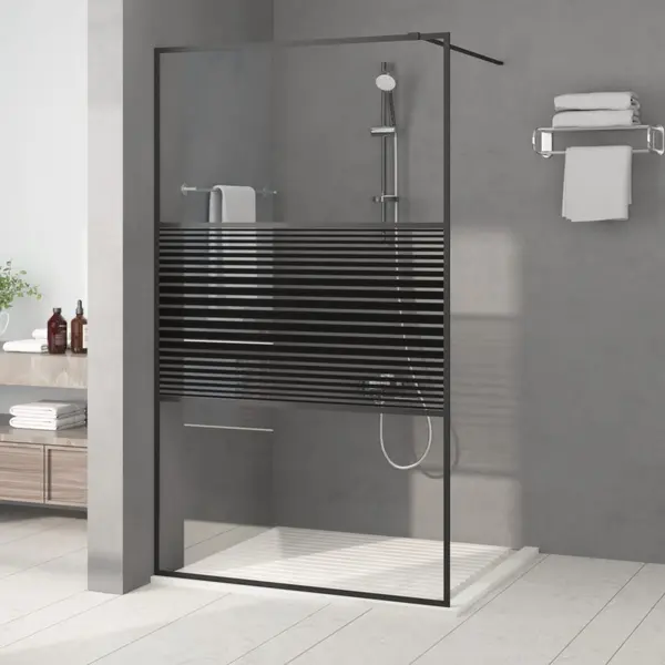 Gossi paravan de dus walk-in negru 115x195 cm sticla esg transparenta