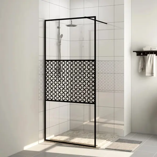 Gossi paravan de dus walk-in negru 115x195 cm sticla esg transparenta