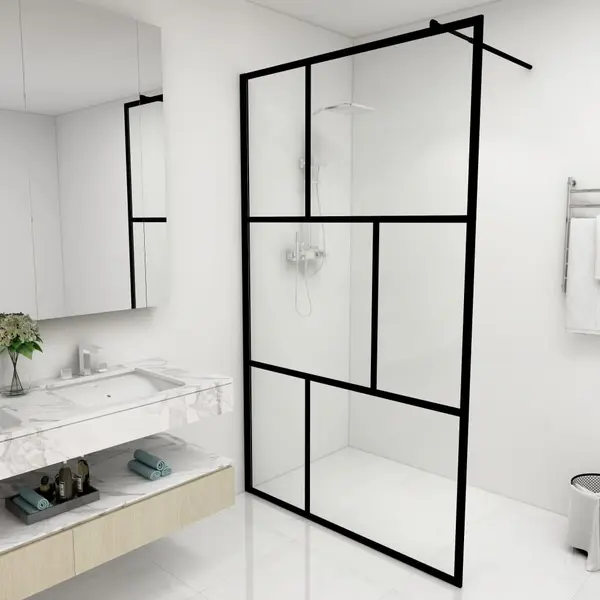 Gossi paravan de dus walk-in, negru, 115x195 cm, sticla securizata