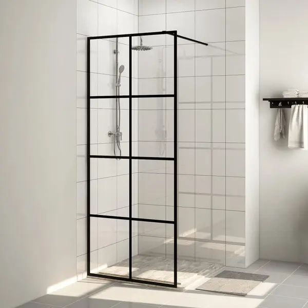 Gossi paravan de dus walk-in negru 80x195 cm sticla esg transparenta