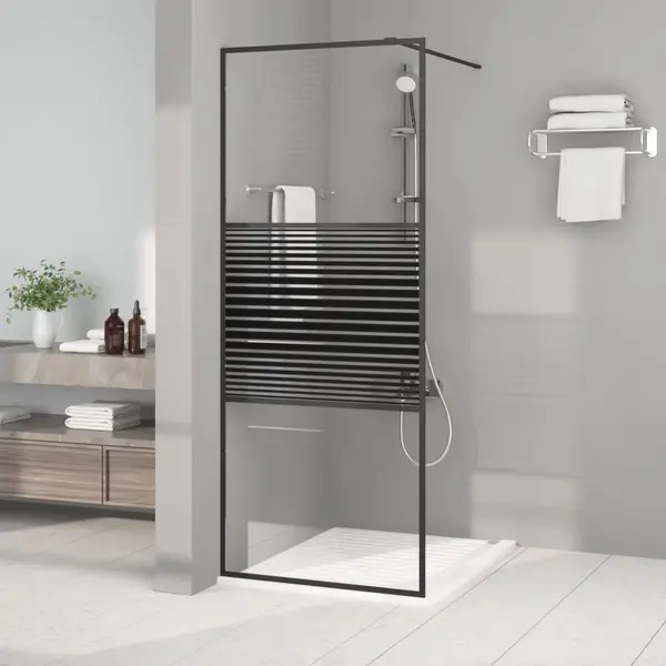 Gossi paravan de dus walk-in negru 80x195 cm sticla esg transparenta