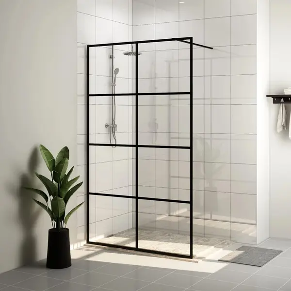 Gossi paravan de dus walk-in negru 90x195 cm sticla esg transparenta