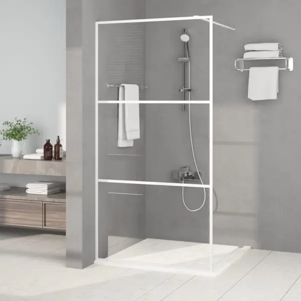 Gossi paravan dus walk-in, alb, 100x195 cm, sticla esg transparenta