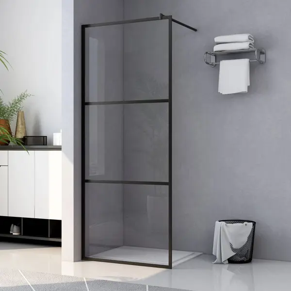 Gossi paravan dus walk-in, negru, 100x195 cm, sticla esg transparenta