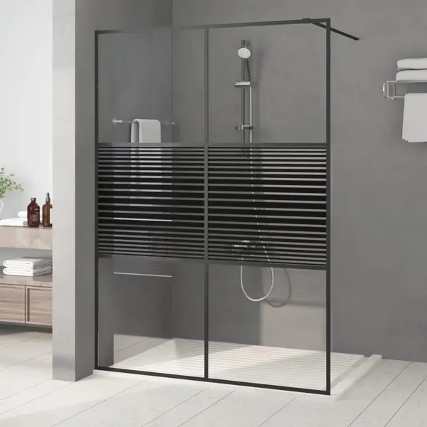 Gossi paravan dus walk-in negru 140x195 cm sticla esg transparenta