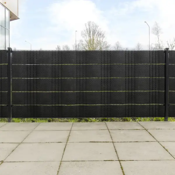 Gossi paravane pentru balcon, 10 buc., negru, 255x19 cm, poliratan