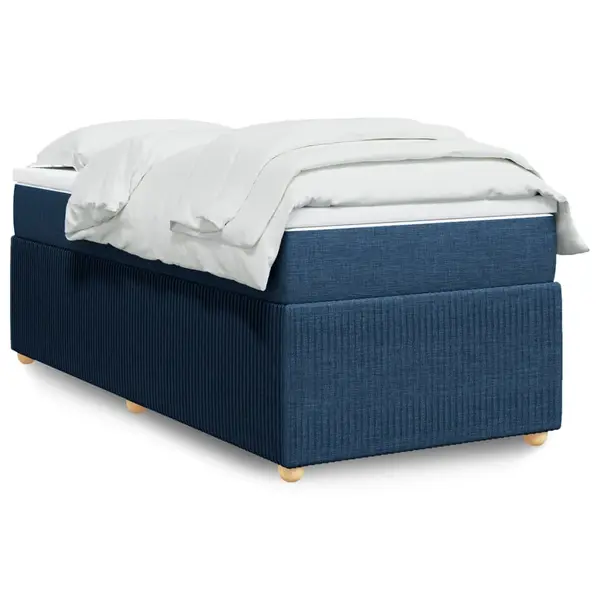 Gossi pat box spring cu saltea, albastru, 100x200 cm, textil