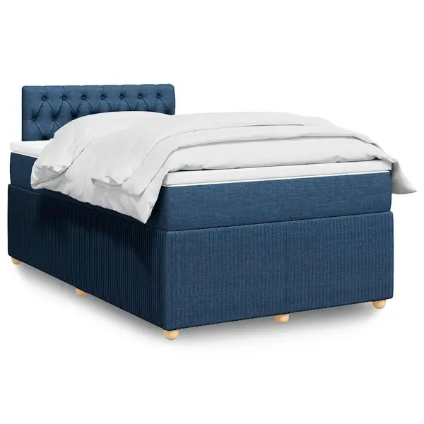 Gossi pat box spring cu saltea, albastru, 120x190 cm, material textil