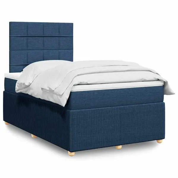 Gossi pat box spring cu saltea, albastru, 120x190 cm, material textil