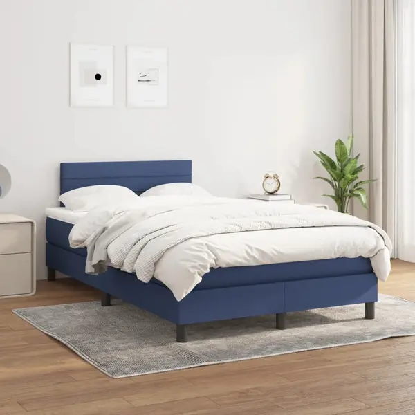 Gossi pat box spring cu saltea, albastru, 120x200 cm, textil