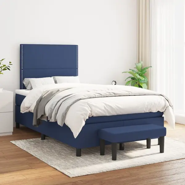 Gossi pat box spring cu saltea, albastru, 120x200 cm, textil