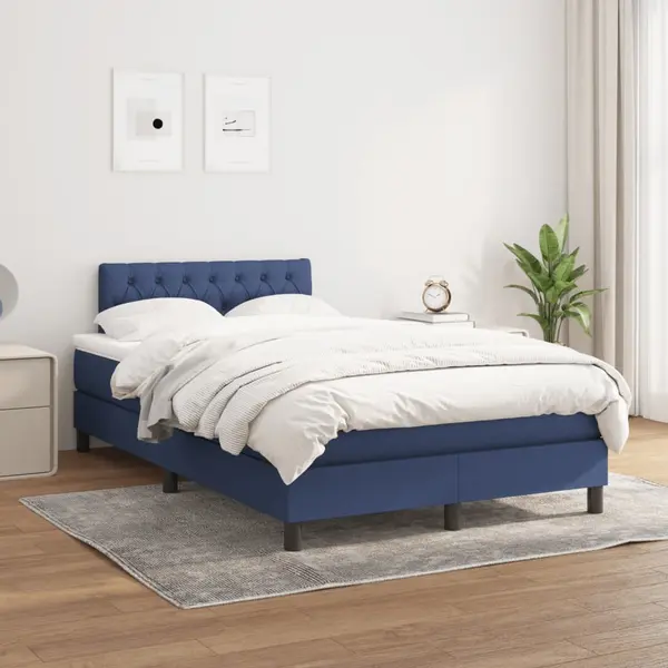 Gossi pat box spring cu saltea, albastru, 120x200 cm, textil