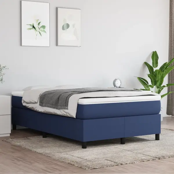 Gossi pat box spring cu saltea, albastru, 120x200 cm, textil