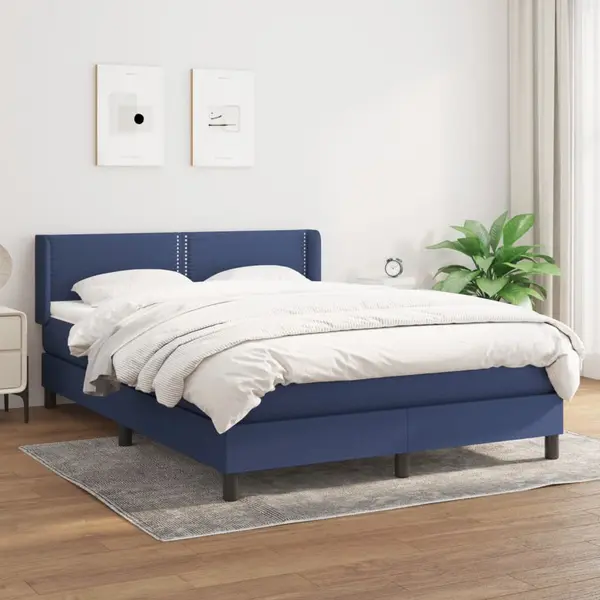 Gossi pat box spring cu saltea, albastru, 140x200 cm, textil