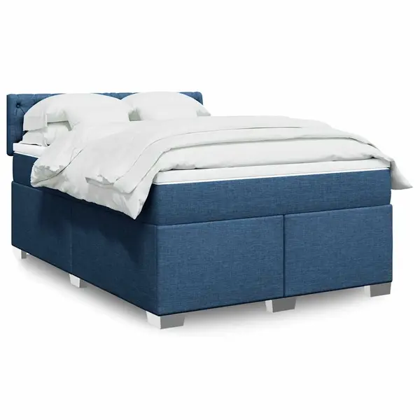Gossi pat box spring cu saltea, albastru, 140x200 cm, textil