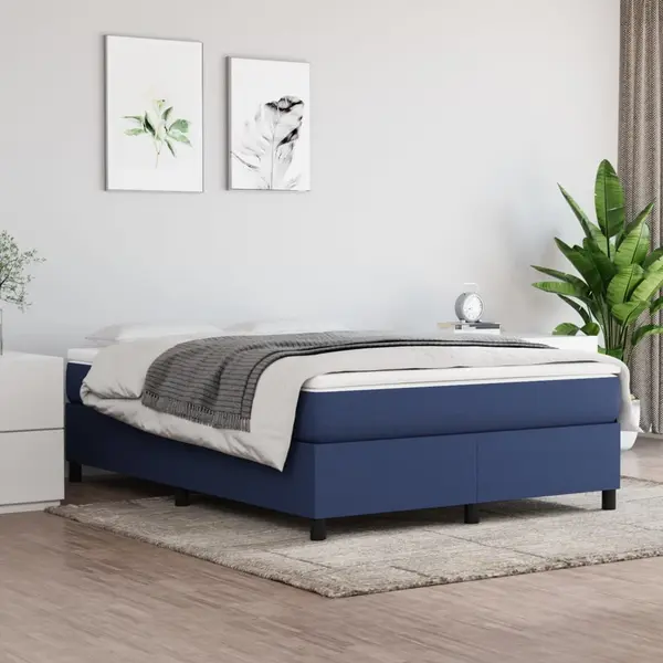 Gossi pat box spring cu saltea, albastru, 140x200 cm, textil
