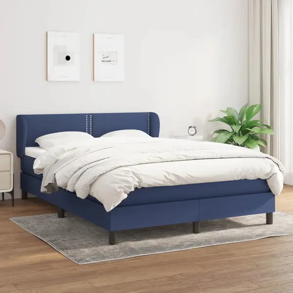 Gossi pat box spring cu saltea, albastru, 140x200 cm, textil