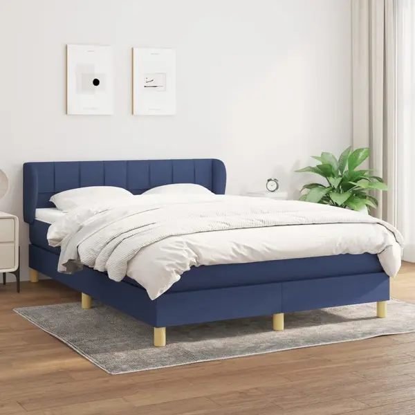 Gossi pat box spring cu saltea, albastru, 140x200 cm, textil