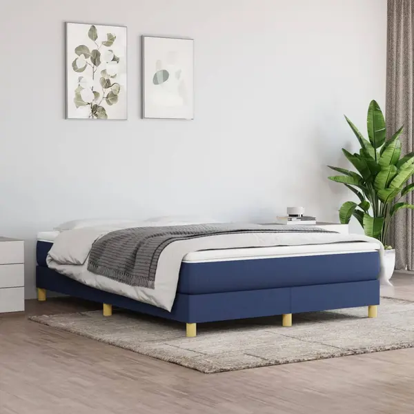 Gossi pat box spring cu saltea, albastru, 140x200 cm, textil