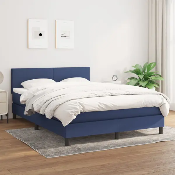 Gossi pat box spring cu saltea, albastru, 140x200 cm, textil