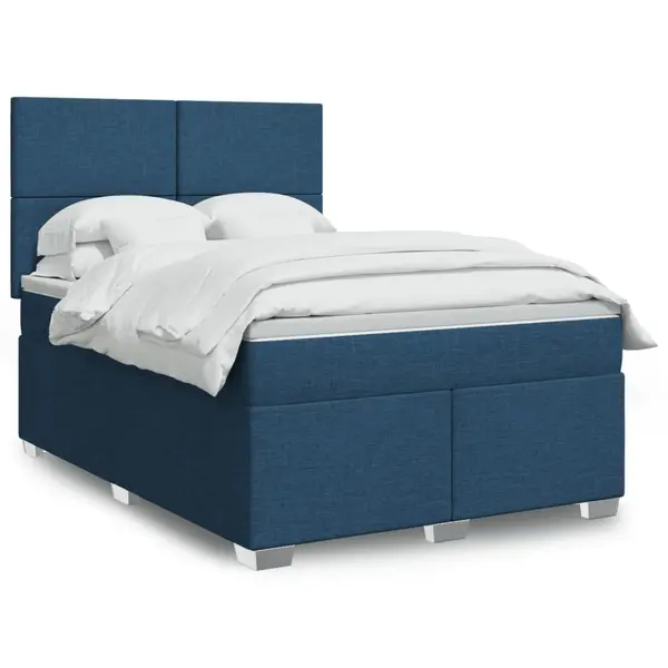Gossi pat box spring cu saltea, albastru, 140x200 cm, textil