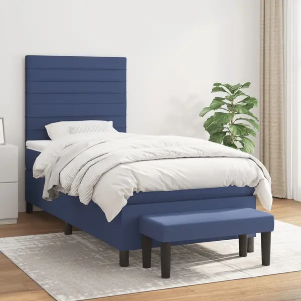 Gossi pat box spring cu saltea, albastru, 80x200 cm, textil