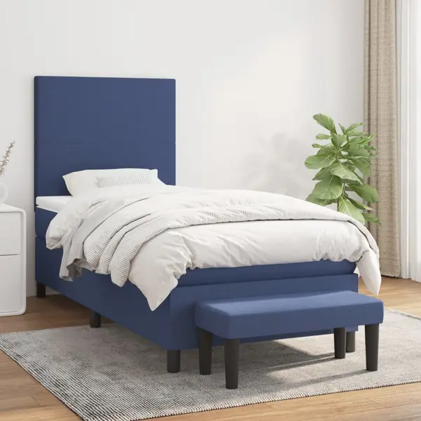 Gossi pat box spring cu saltea, albastru, 80x200 cm, textil