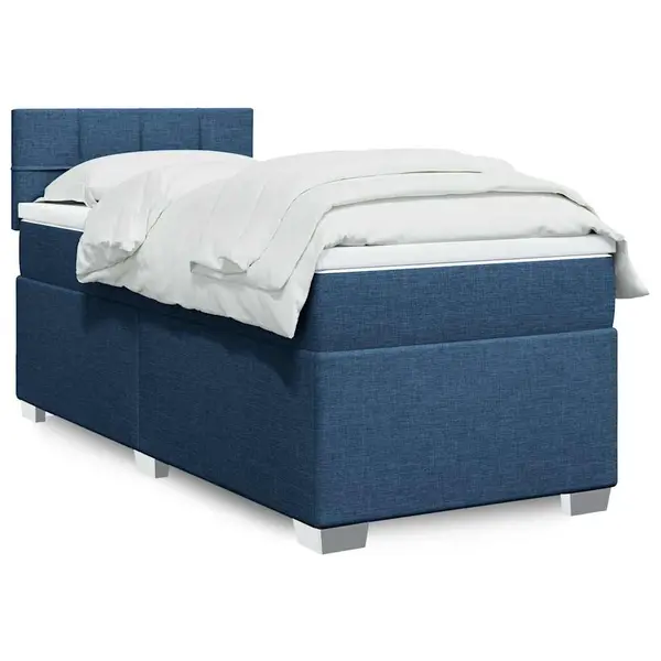 Gossi pat box spring cu saltea, albastru, 80x200 cm, textil
