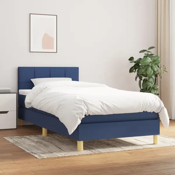 Gossi pat box spring cu saltea, albastru, 80x200 cm, textil