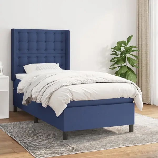 Gossi pat box spring cu saltea, albastru, 80x200 cm, textil