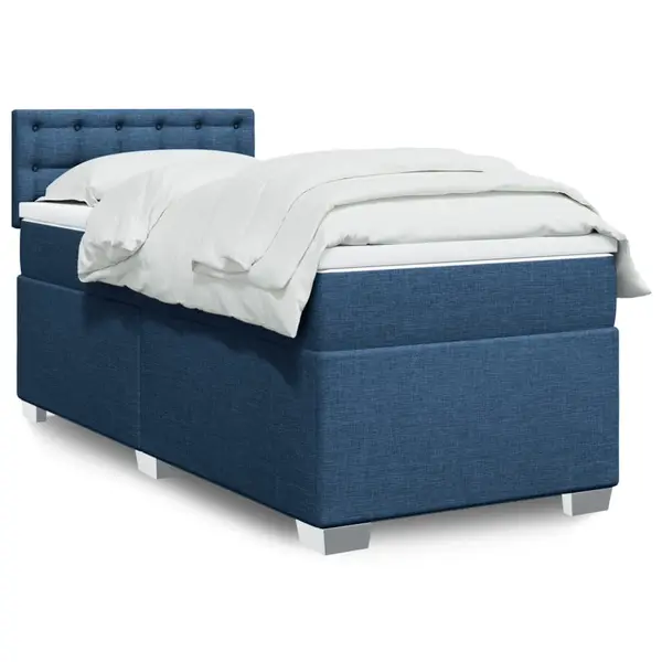 Gossi pat box spring cu saltea, albastru, 80x200 cm, textil