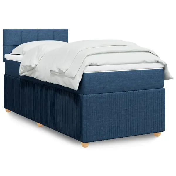 Gossi pat box spring cu saltea, albastru, 80x200 cm, textil