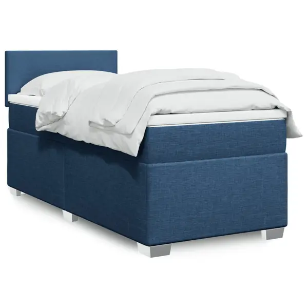 Gossi pat box spring cu saltea, albastru, 90x200 cm, textil