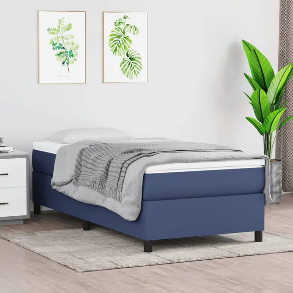 Gossi pat box spring cu saltea, albastru, 90x200 cm, textil