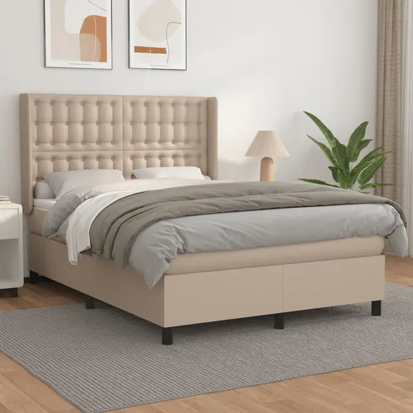 Gossi pat box spring cu saltea, cappuccino, 140x190cm piele ecologica