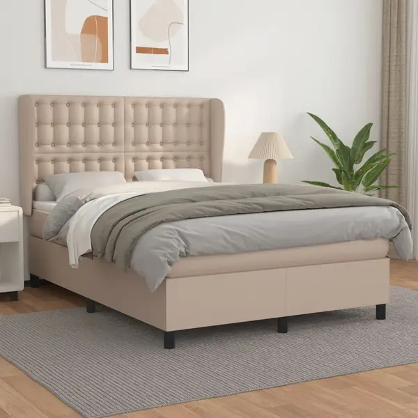 Gossi pat box spring cu saltea, cappuccino, 140x190cm piele ecologica