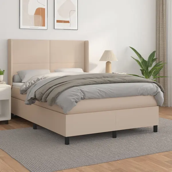 Gossi pat box spring cu saltea, cappuccino, 140x190cm piele ecologica