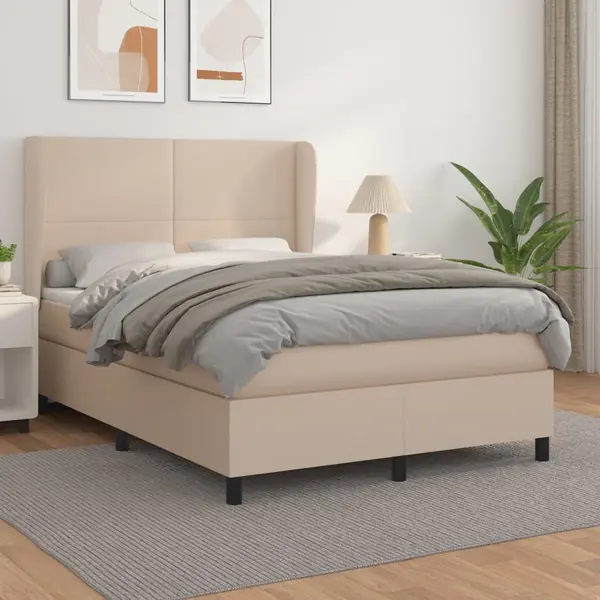 Gossi pat box spring cu saltea, cappuccino, 140x200cm piele ecologica