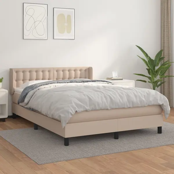 Gossi pat box spring cu saltea, cappuccino, 140x200cm piele ecologica
