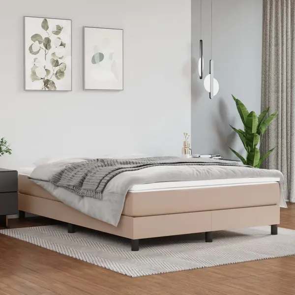 Gossi pat box spring cu saltea, cappuccino, 140x200cm piele ecologica