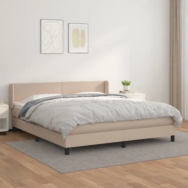 Gossi pat box spring cu saltea, cappuccino, 180x200cm piele ecologica