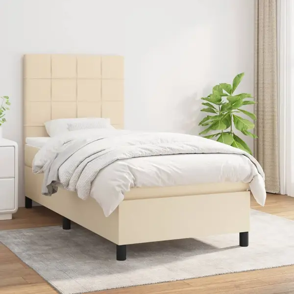 Gossi pat box spring cu saltea, crem, 100x200 cm, textil