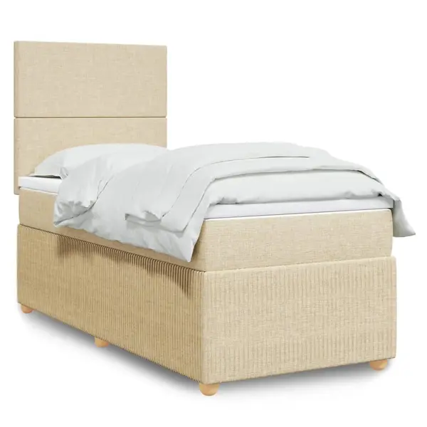 Gossi pat box spring cu saltea, crem, 100x200 cm, textil
