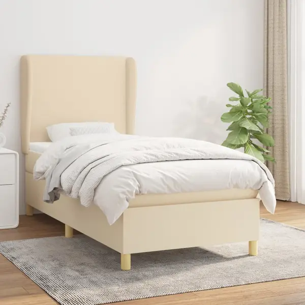 Gossi pat box spring cu saltea, crem, 100x200 cm, textil