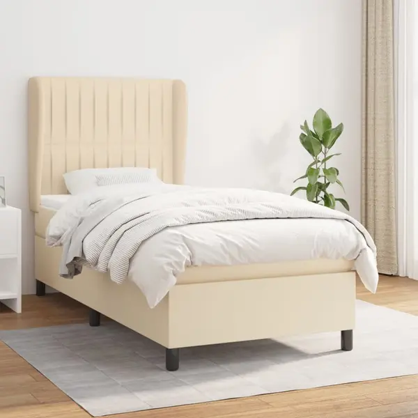 Gossi pat box spring cu saltea, crem, 100x200 cm, textil