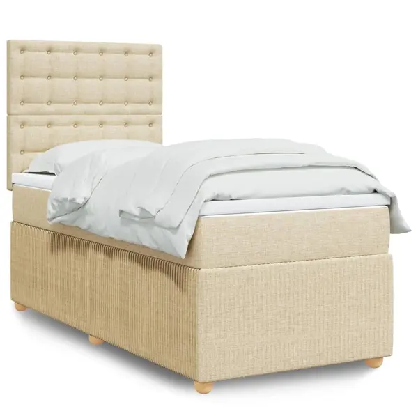 Gossi pat box spring cu saltea, crem, 100x200 cm, textil