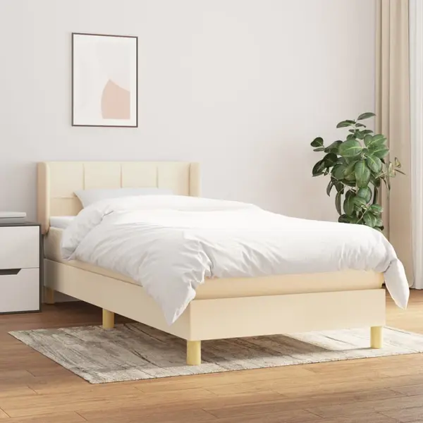 Gossi pat box spring cu saltea, crem, 100x200 cm, textil