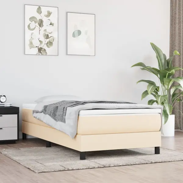 Gossi pat box spring cu saltea, crem, 100x200 cm, textil