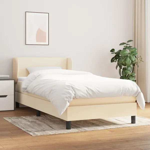 Gossi pat box spring cu saltea, crem, 100x200 cm, textil